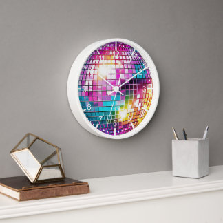 Pink Disco Ball Clock