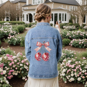 Pink disco ball   denim jacket
