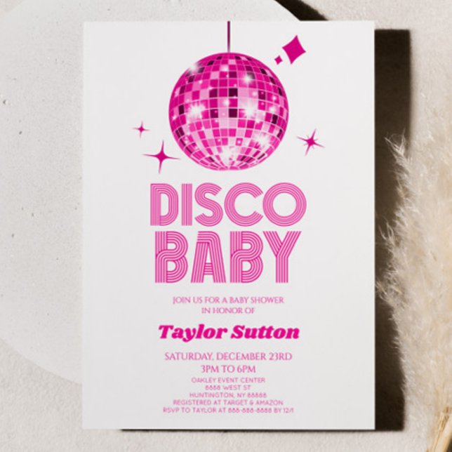 Pink Disco Ball Disco Baby Shower Invitation (Creator Uploaded)