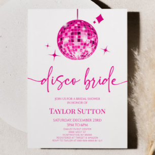 Pink Disco Ball Disco Bride Bridal Shower Invitation