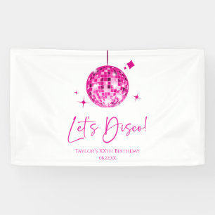 Pink Disco Ball Let's Disco Birthday Party Banner