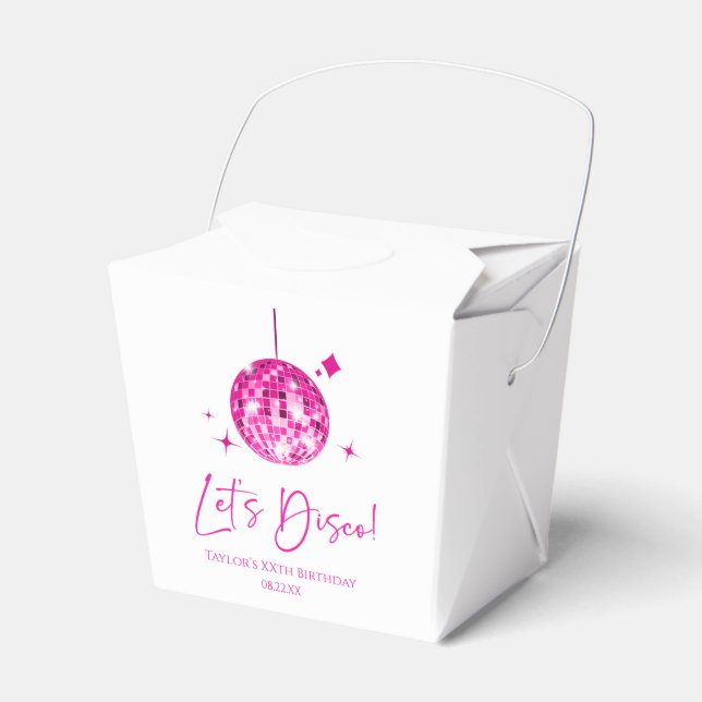 Pink Disco Ball Let's Disco Birthday Party Favour Box (Front Side)