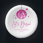 Pink Disco Ball Let's Disco Birthday Party Paper Plate<br><div class="desc">These are Pink Disco Ball Let's Disco Birthday Party Paper Bowls!</div>