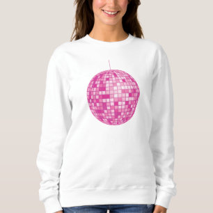 Pink Disco Ball, Mirror Ball, Retro, 70s, 80s, Sweatshirt
