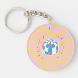 Pink Disco Ball, Party Art, Preppy, Preppy Style Key Ring