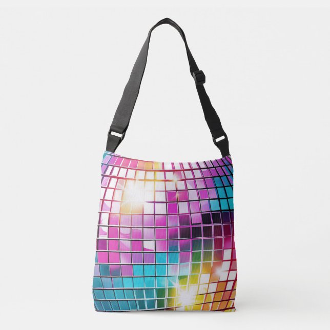 Pink Disco Ball Pattern Crossbody Bag (Front)