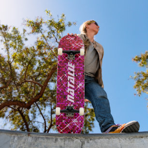 Pink Disco Ball Personalised Skateboard