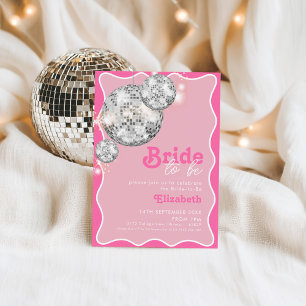 Pink Disco Ball Sparkle Bride to Be Party Design Invitation