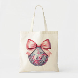Pink disco ball tote bag