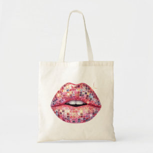 Pink disco ball tote bag