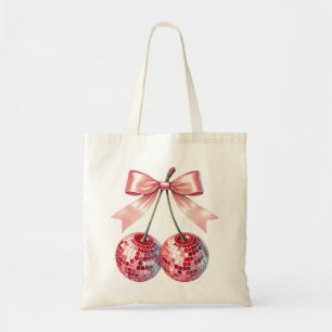 Pink disco ball tote bag