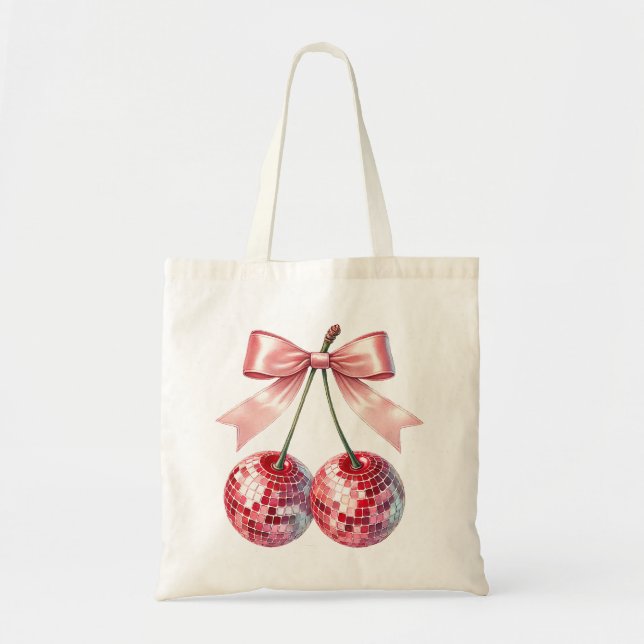 Pink disco ball   tote bag (Front)