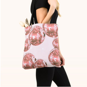 Pink Disco Balls, Retro Glamour, Girly Aesthetic Tote Bag