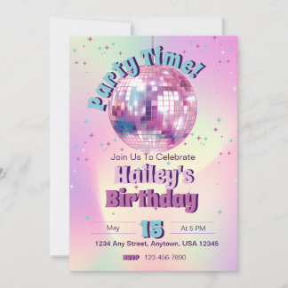 Pink Disco Birthday Party Invite