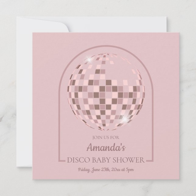 Pink Disco Boogie Baby Shower Invitation (Front)