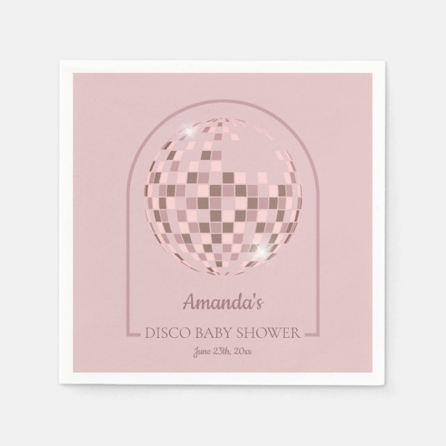 Pink Disco Boogie Baby Shower Napkin (Front)