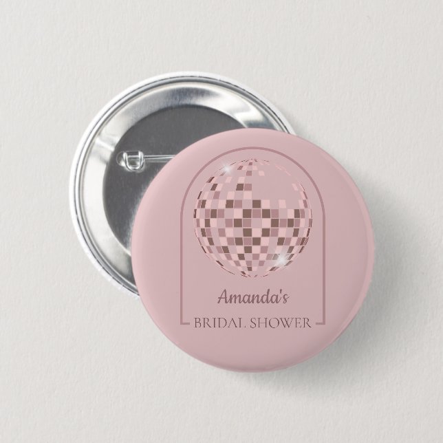Pink Disco Boogie Bridal Shower 6 Cm Round Badge (Front & Back)
