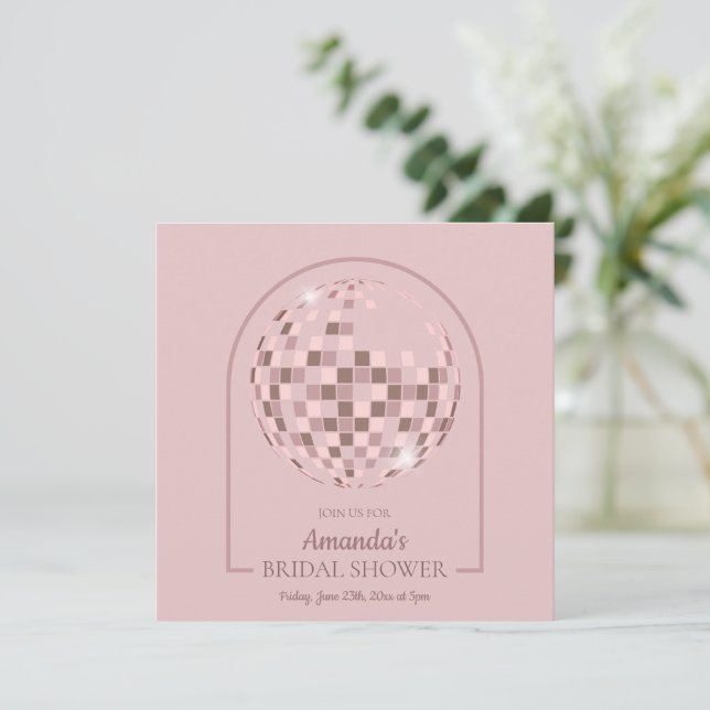 Pink Disco Boogie Bridal Shower Invitation (Standing Front)