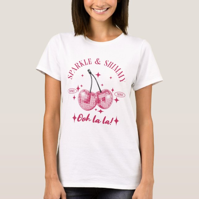 Pink Disco Cherry Sparkle T-Shirt (Front)