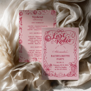 Pink Disco Coquette Last Rodeo Bachelorette Invitation