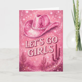 Pink Disco Cowgirl Hat Birthday Card for Her