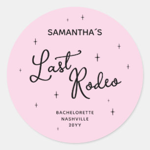 Pink Disco Cowgirl Last Rodeo Bachelorette Party Classic Round Sticker