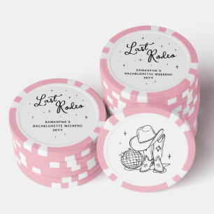 Pink Disco Cowgirl Last Rodeo Bachelorette Party Poker Chips