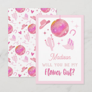 Pink Disco Cowgirl Rodeo Be my Flower Girl Enclosure Card
