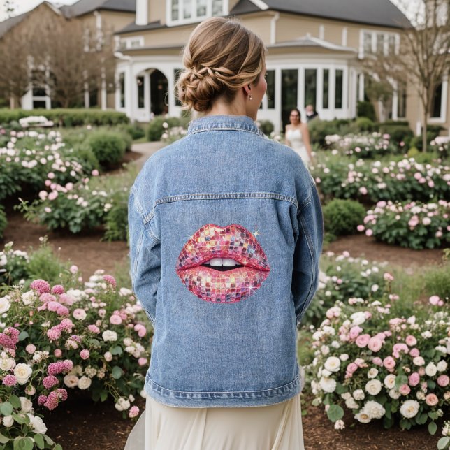 Pink disco lips denim jacket (Wedding Back)