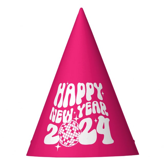Pink Disco New Year Party Hat (Front)