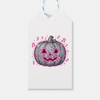 Pink Disco Pumpkin Halloween Party Plate Gift Tags