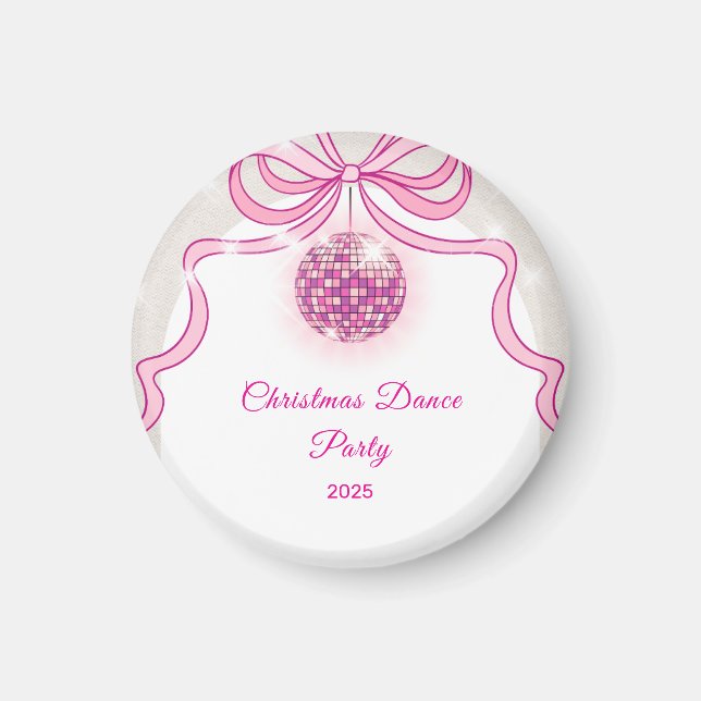 Pink Disco Sparkle Girls’ Christmas Party  Magnet (Front)