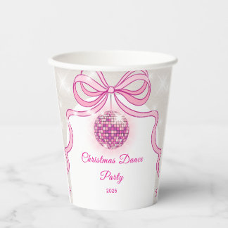 Pink Disco Sparkle Girls’ Christmas Party Paper Cups