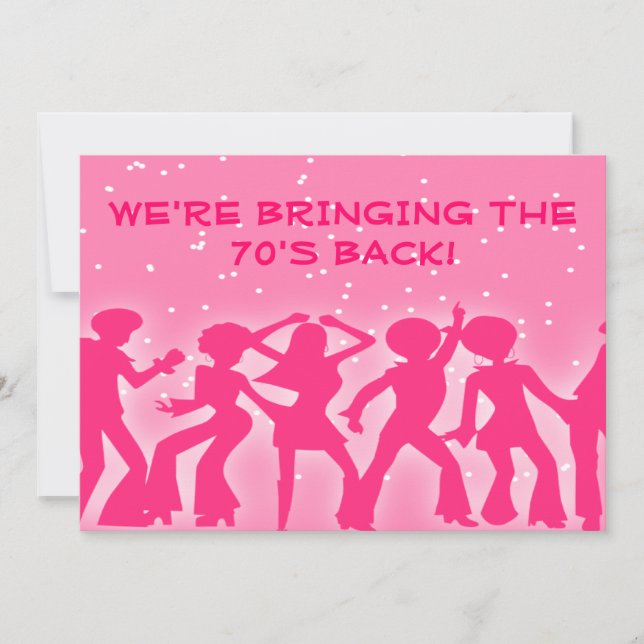 Pink Disco Theme 70's Party Invitation (Front)