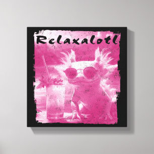 Pink Distressed Relaxalotl Axolotl Canvas Print