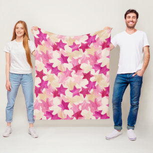 Pink Distressed Star Seamless Pattern Fleece Blanket