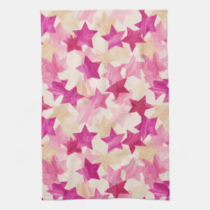 Pink Distressed Star Seamless Pattern Tea Towel