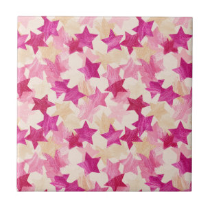 Pink Distressed Star Seamless Pattern Tile