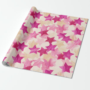 Pink Distressed Star Seamless Pattern Wrapping Paper