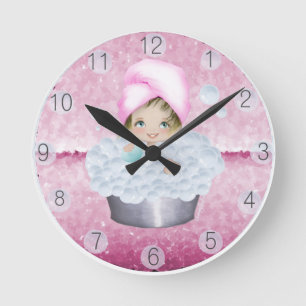 Pink Diva Bubble Bath Clock