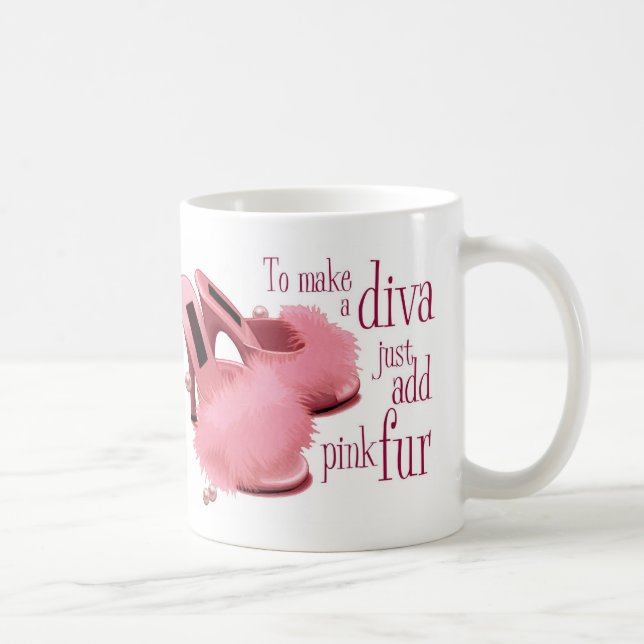 Pink diva fur slippers coffee mug (Right)