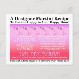 Pink Diva Martini Recipe Card Postcard