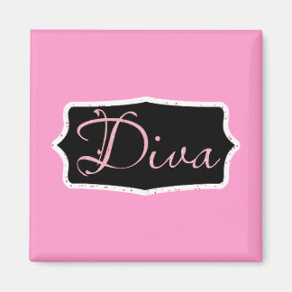 Pink Diva Word Art - Customised Magnet
