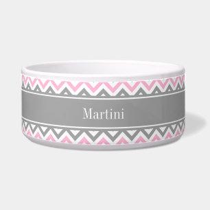 Pink Dk Grey White LG Chevron Grey Name Monogram
