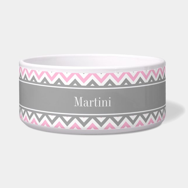 Pink Dk Grey White LG Chevron Grey Name Monogram (Front)