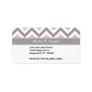 Pink Dk Grey White LG Chevron Grey Name Monogram Label