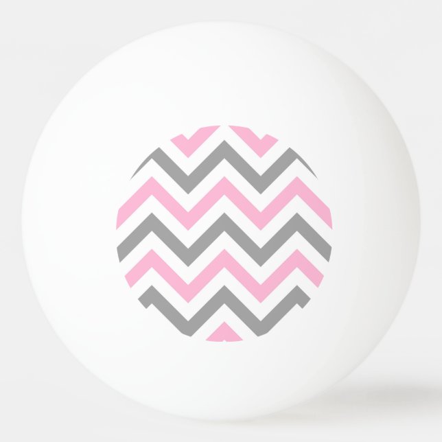 Pink, Dk Grey Wht Large Chevron ZigZag Pattern Ping Pong Ball (Front)