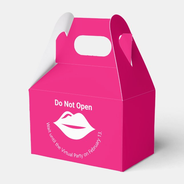 Pink Do Not Open until Virtual Party Galentine's Favour Box (Front Side)
