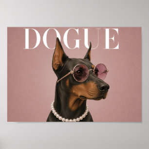 Pink Doberman Dog Covergirl A4 Poster