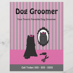Pink Dog and Mirror Dog Grooming Flyer